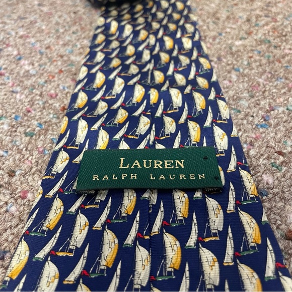 Vintage Lauren Ralph Lauren Men’s Necktie 100% Silk Made In USA Boats Nautical - Picture 4 of 6